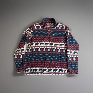 Chubbies Sweater Mens Medium Blue Fleece Pullover Wintry Christmas Jacket Bears